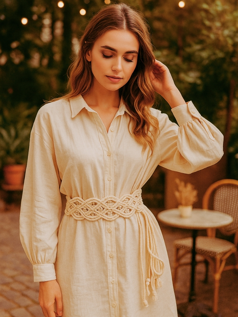 Macramé pásek s outfitem